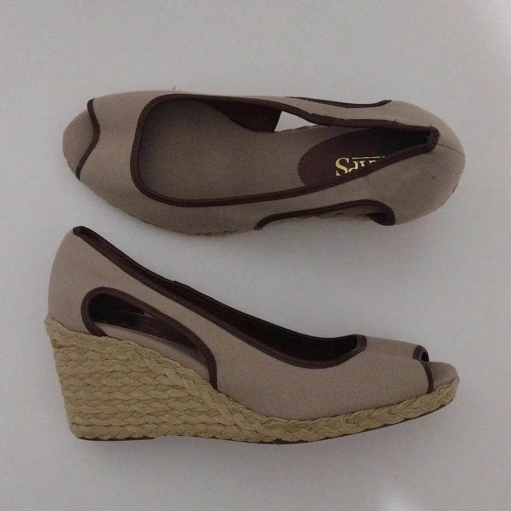 Chaps Daye Platform Espadrille Open Toe Wedge Sandals 7.5 Chic Summer